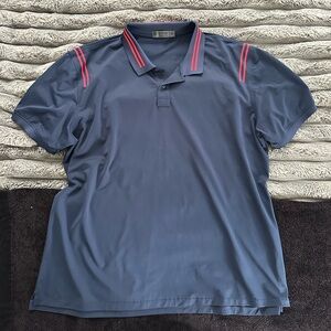 G/FORE Navy Polo Shirt with Red Stripes